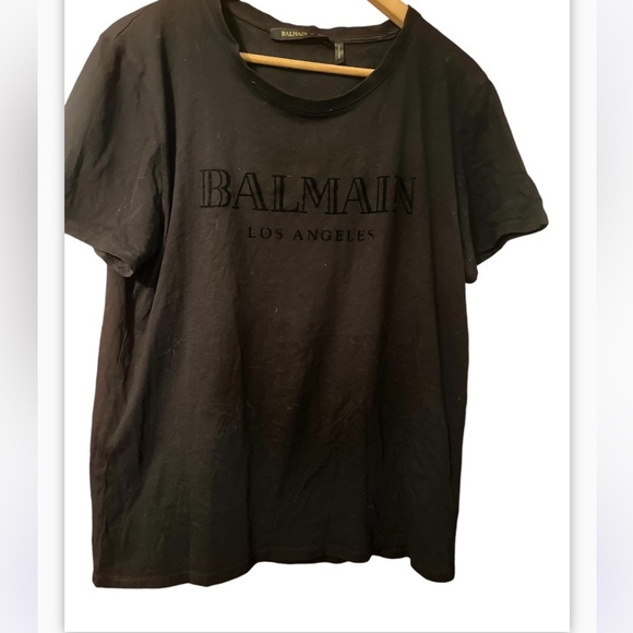 Balmain x H&M HM T-Shirt Los Angeles Luxury Big Logo Sz L Men - Picture 2 of 6